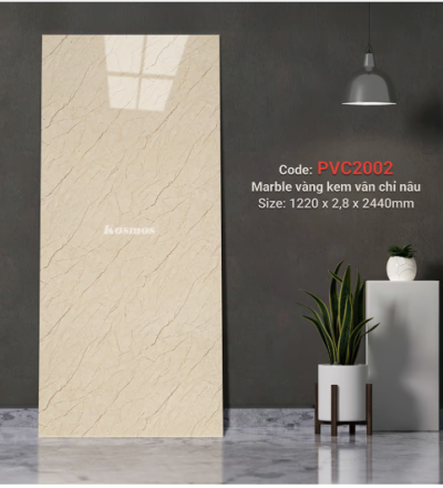 Marble vàng kem vân chỉ nâu PVC2002