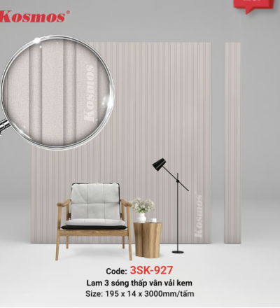 3 sóng thấp SPC vân vải kem 3SK-927