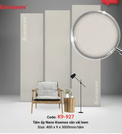 Tấm ốp Nano 9mm SPC vân vải kem K9-927