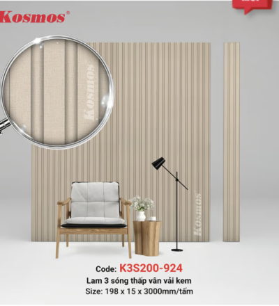 4 sóng thấp SPC vân vải kem K4S152-924