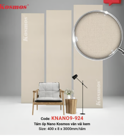 Tấm ốp Nano 8mm SPC vân vải kem KNANO9-924