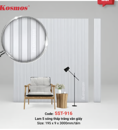 5 sóng thấp SPC trắng vân giấy 5ST-916