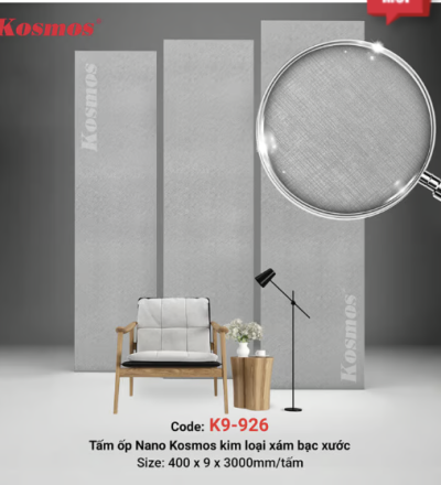 Tấm ốp Nano 9mm SPC kim loại xám bạc xước K9-926