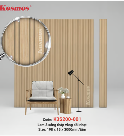 3 sóng thấp SPC vàng sồi nhạt (Natural Oak) K3S200-001